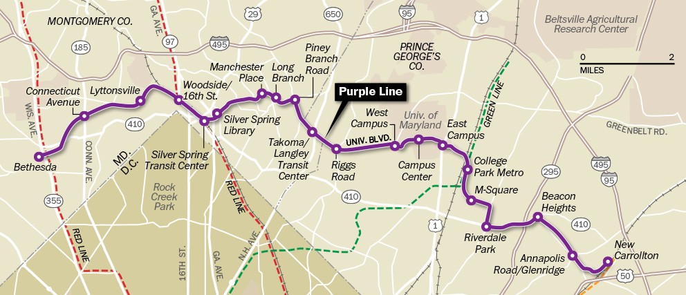 Proposed Purple Line Map